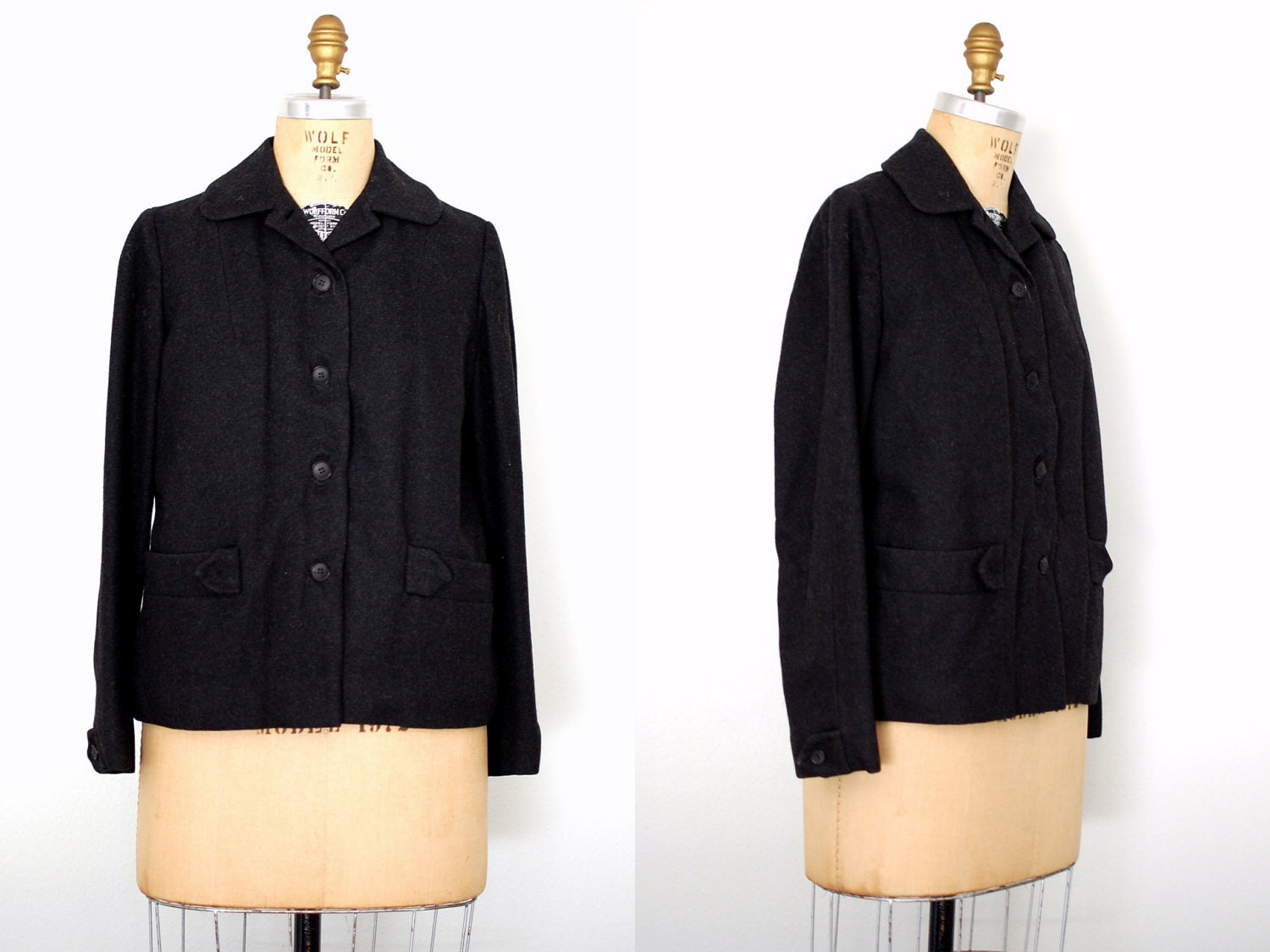 40s wool jacket / 1940s grey wool jacket / 40s wool coat / 40s jacket / charcoal grey wool jacket / The Millerson Case jacket