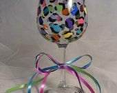 colorful leopard print wine glass for a Wild birthday