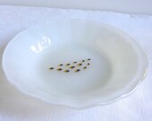 Fused Glass Bowl in White with Blue and Yellow Fish