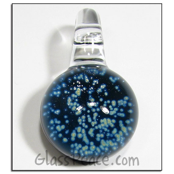 Lampwork Pendant Blue Glass Galaxy Necklace - boro focal bead - Glass Peace glass jewelry (5574)