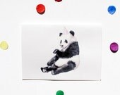 Panda  - Party Animal -  Watercolour, Pen and Ink illustrated blank A5 Card with Envelope