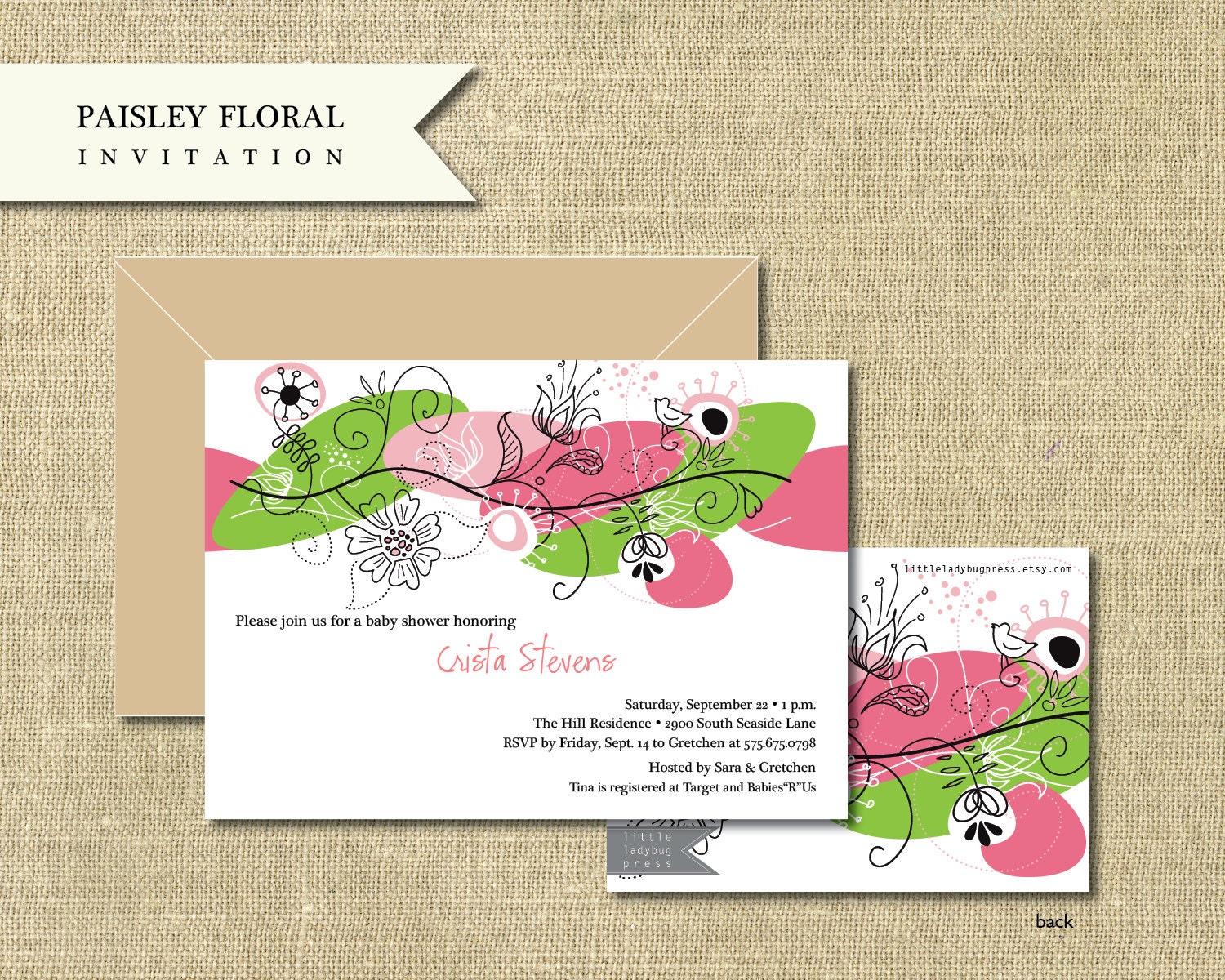 Paisley Floral Invitation Sample