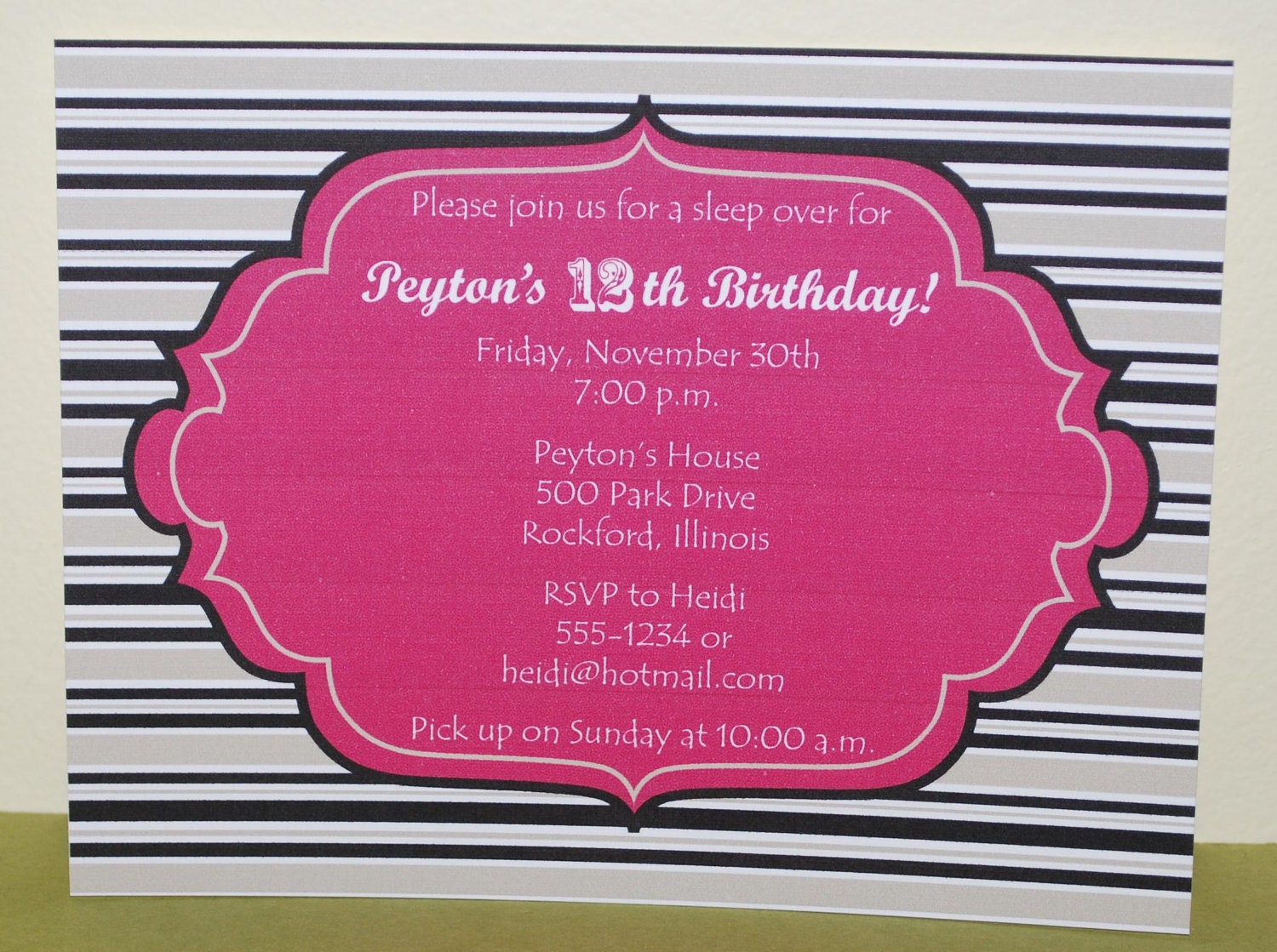 Black and Pink Birthday Party Invitation, Teenager invitation (set of 10) Il_170x135