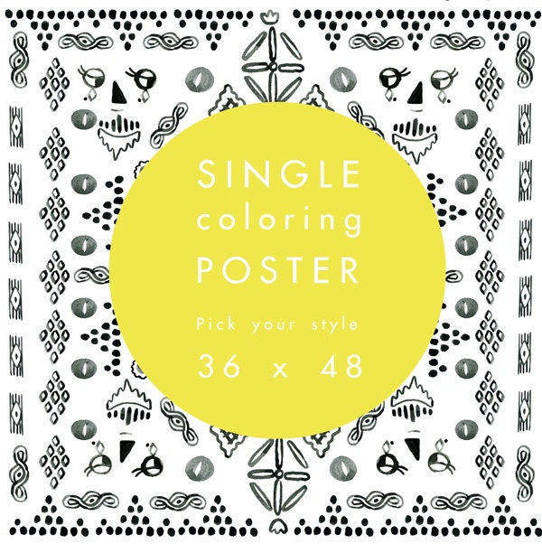 Single Coloring Poster - 36 x 48 inches - choose your style