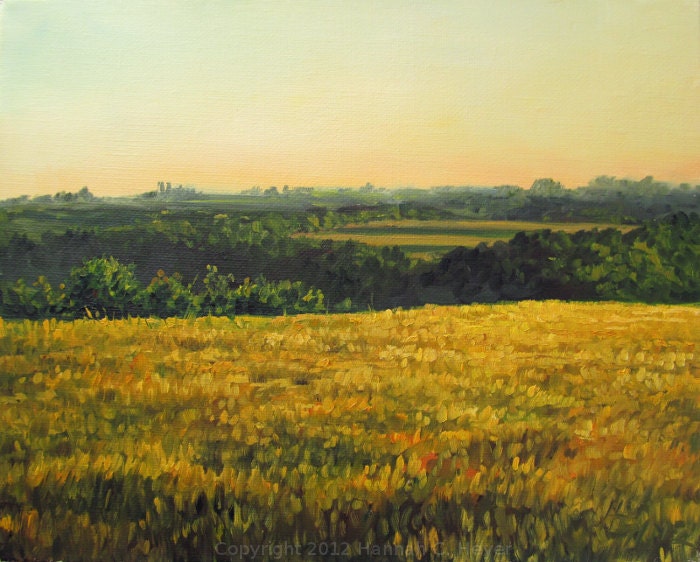 Spring Wheat, original plein air oil painting on linen