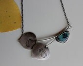 r e s e r v e d .......Aspen Leaves Vignette, gem silica silver pendant