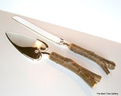 Rustic Wedding Cutlery with Cake Server and Cake Knife Forked Handles
