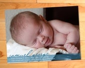 Modern Birth Announcement, Baby Boy Announcement, Custom Photo Card, Simple Script, Custom Baby Announcement Photo Card