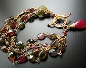 Watermelon Tourmaline Multi Strand Bracelet-Bougainvillea