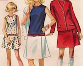1960s Simplicity 8098 Vintage Sewing Pattern Misses' Culotte-Dress and Jacket Size 14 Bust 36