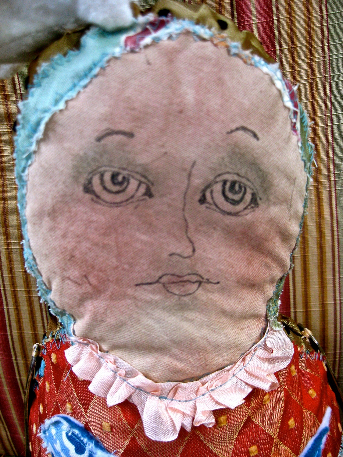 Stuffed fabric doll  handmade woman ooak primitive doll folk art