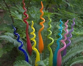 One Hand Blown Glass Garden Art Plant Stake  24 to 28 inches tall FREE SHIPPING