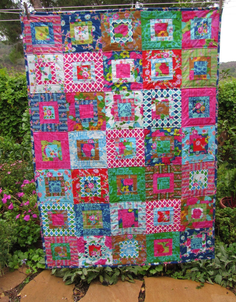 45x63 Happy Land Flower Boxes Quilt Ready to Ship