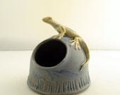 Gecko lizard on Blue salt cellar Made to order