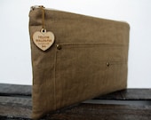 Ben D. Linen clutch in golden taupe