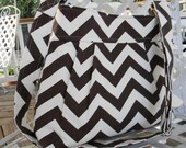 Brown Chevron Pleated Handbag  with Adjustable Strap