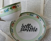 Green Hello Sweetie Teacup and Saucer