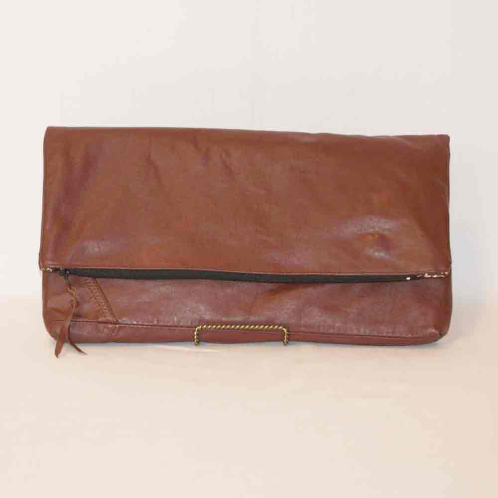 SALE large brown leather clutch