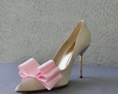 Pink Satin Ribbon Bow Shoe Clips Set Of Two, More Colors Available