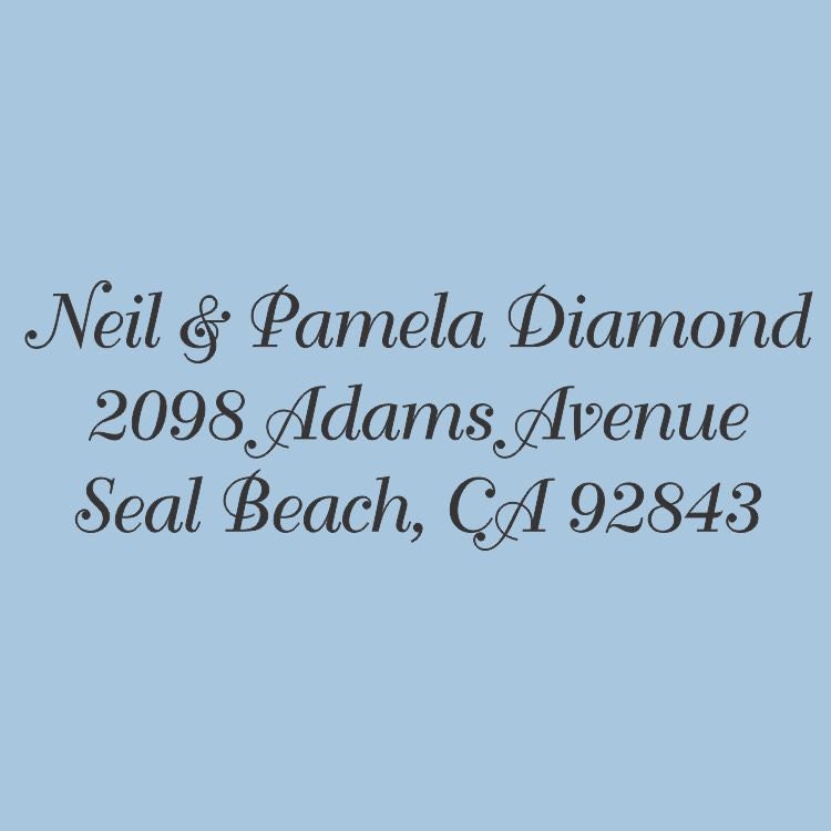 Neil and Pamela Diamond Custom Self Inking Stamp Design 200-027