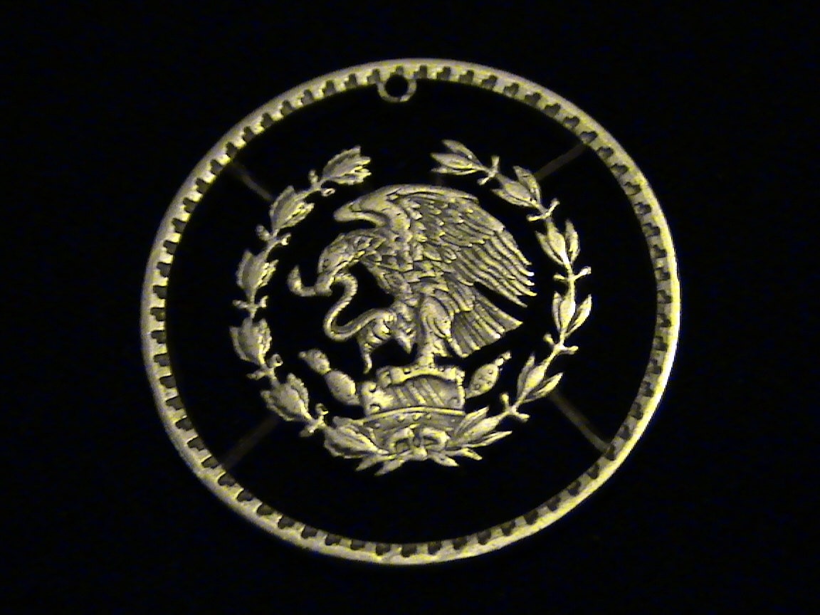 MEXICO - cut coin jewelry - w/ Eagle and Snake - 1962 - SILVER