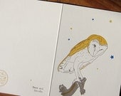 Barn Owl letterpress card