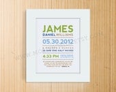Modern Typography Birth Announcement Print with Bible Verse or Poem