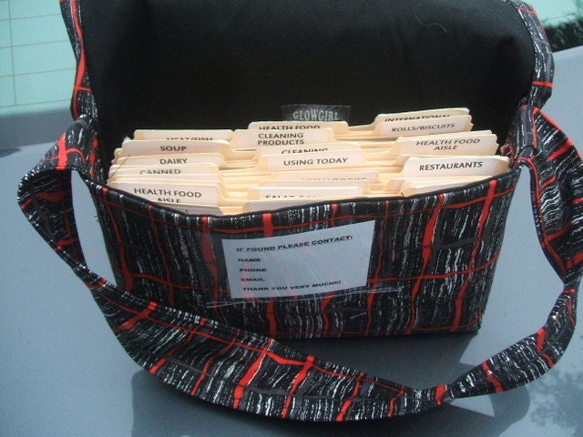 Mega Coupon Organizer Holder Black Red White Heavy Duty Fabric with Black Lining