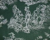 On sale  Green French Toile Textile Piece  On Sale