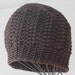 Unisex Crocheted Slouch Hat, Slouchy Hat, Wool Silk, Mens Fashion,, Dark Brown