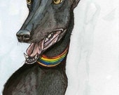 To tell a tale - Greyhound Art Dog Print - 5 x 7 inch