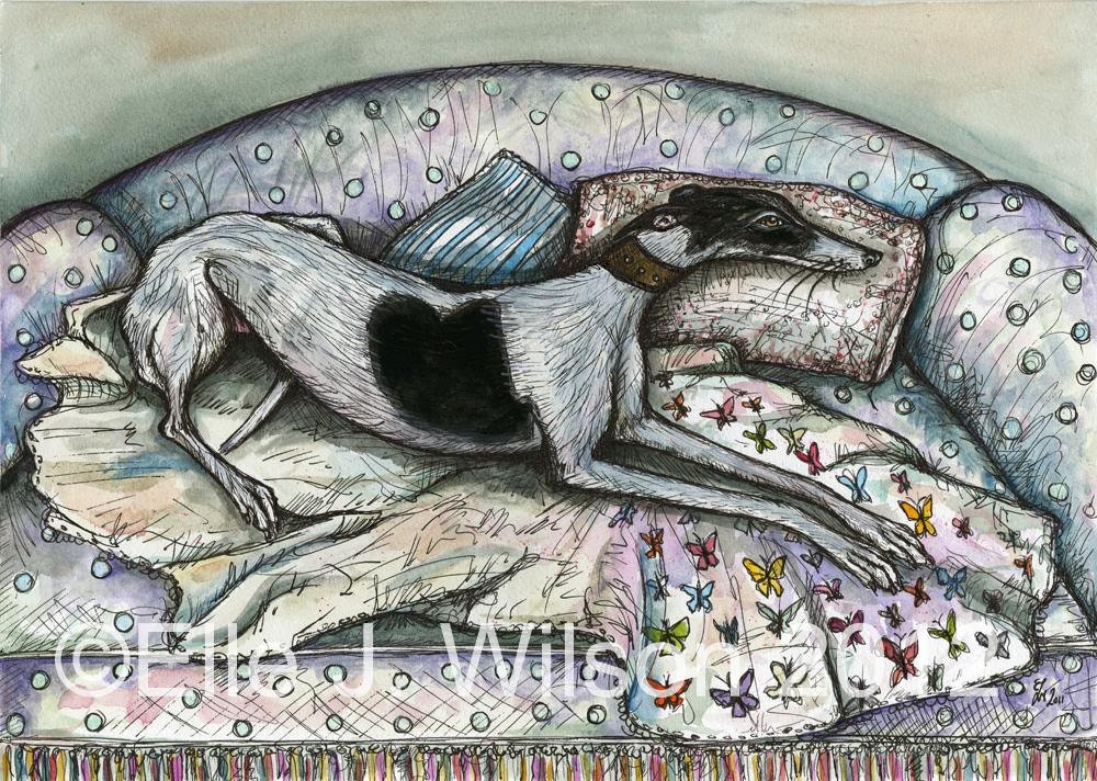 Feeling a little fluttery - Greyhound Art Dog Print