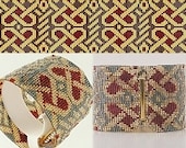 Loom or 5 Drop Odd Peyote Pattern - Celtic Hearts Cuff Bracelet