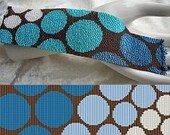 Loom or 3 Drop Odd Peyote Pattern - Progressive Blue Circles Cuff Bracelet