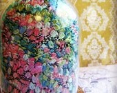 Rose, Teal and Leaf Shell tassel trim lovely fringe rayon ribbon embellishment - luxe, wedding, wrap, craft, supply - 5 yards