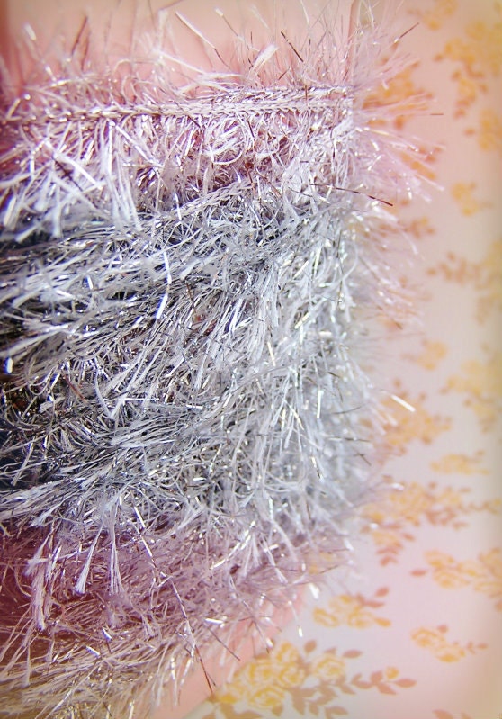 Silver tinsel cording trim - novelty, dainty, garland, sparkle, glitter, luxe wedding, holiday, craft, supply - 5 yds