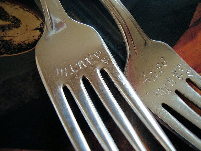 Bride And Groom Vintage Wedding Cake Forks.  Romantic. Victorian.  Mine. Also Mine