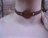 Leather Choker - Hebrew 'Tav'