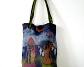 Felted Bag Purse Shoulder Handbag Wool Handmade Silk House Tree Yarn Multicolour