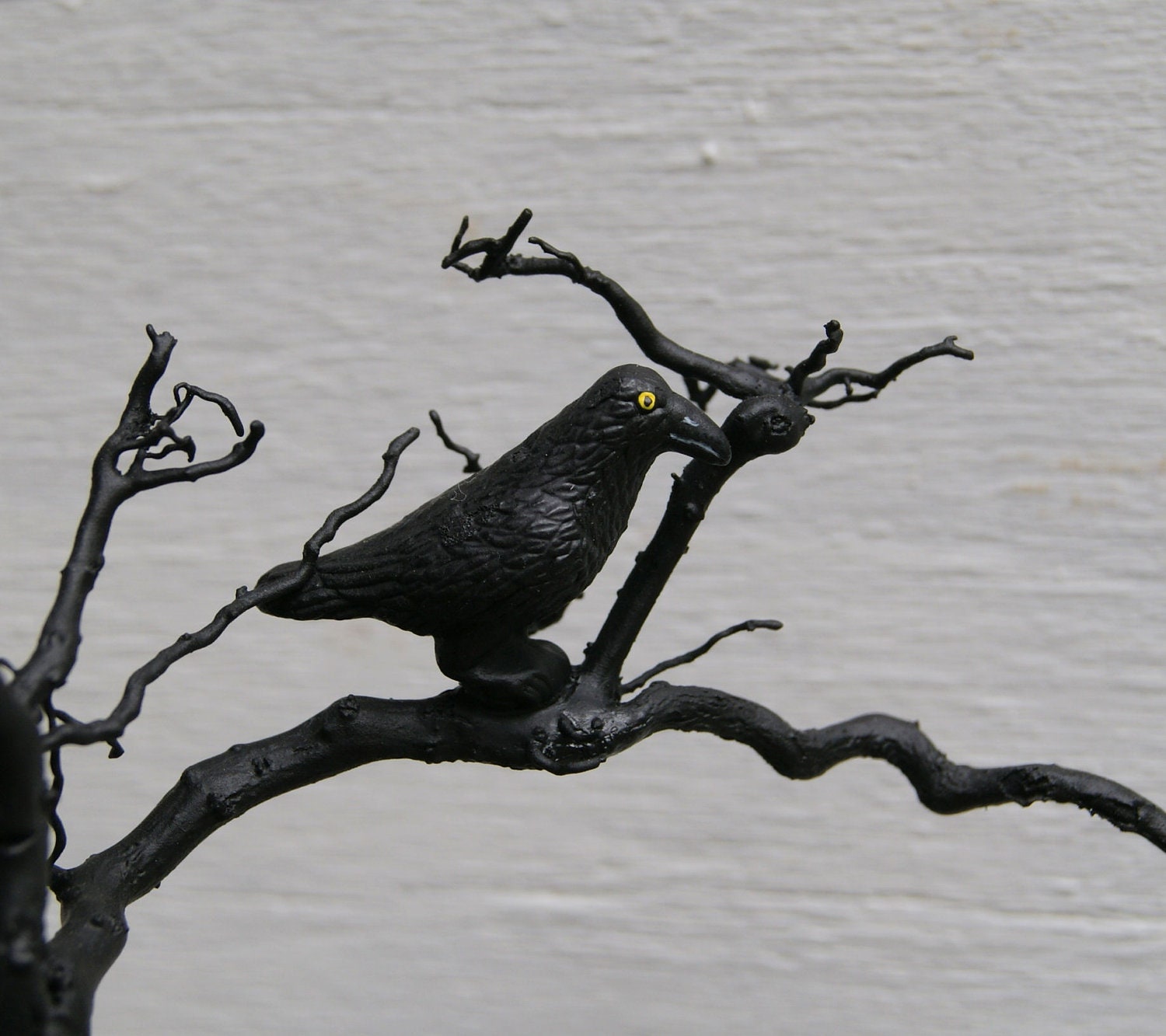Halloween Decor - Black Tree Roots - Crows - White Cat - Gothic