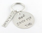 Personalized God Gave Me You Keychain - Sterling Silver Key Ring - Custom Hand Stamped Key Chain - TheSilverDiva