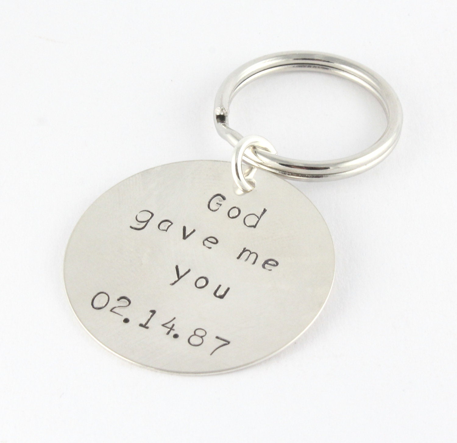God Gave Me You Keychain Key Chain - Personalized Custom Key Ring - Sterling Silver Keychain