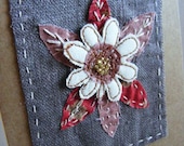 Flur 2 - handmade embroidered, beaded and appliqued greeting on acid free card.
