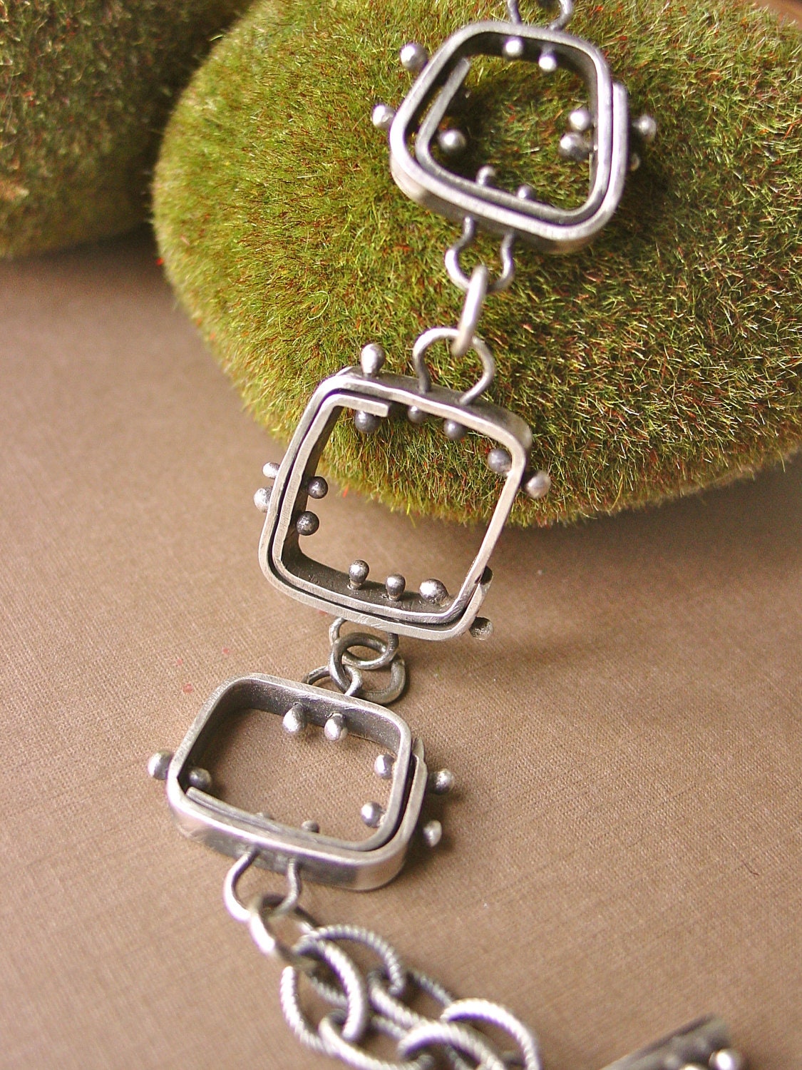 Sterling Silver Square Link Bracelet