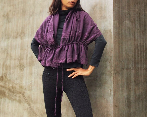 Cocoon...Bolero/scarf/shawl/shrug/vest...Any color lace mixed silk (one size fit all)