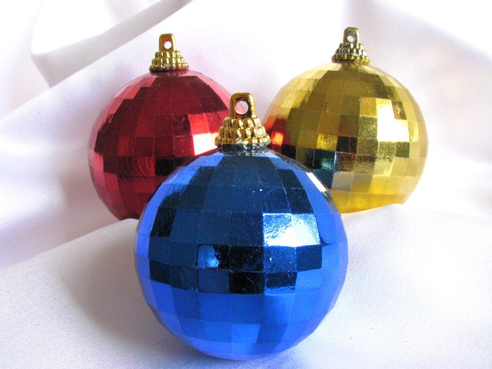 Vintage Plastic Disco Balls Christmas Ornaments Set of 3