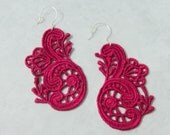 Earrings Beautiful Red Lace Swirls Statement Holiday