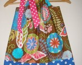 Brown pink floral childs  pillowcase  dress (sizes small to medium)