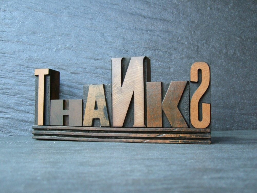 THANKS - Vintage Letterpress Word