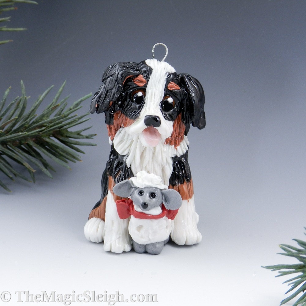 Australian Shepherd Ornament Tricolor Sheep Porcelain